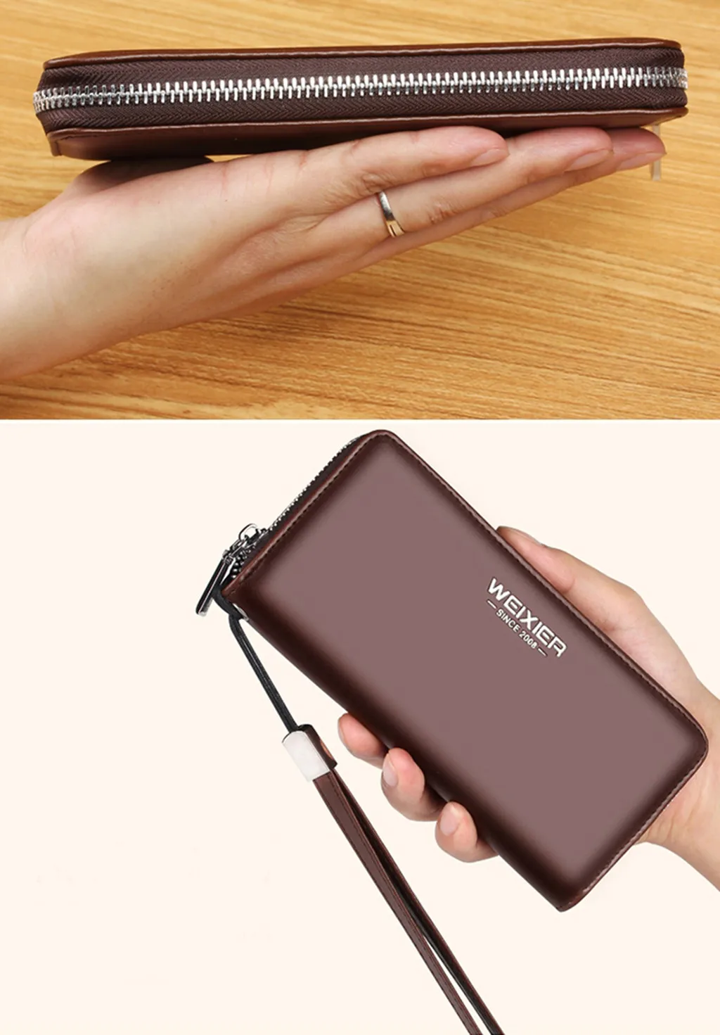 Wo мужские кошельки, мужская сумка, USB зарядка, мужской бизнес многофункциональный держатель для карт, кошелек, двойная молния, сумка cartera mujer#516