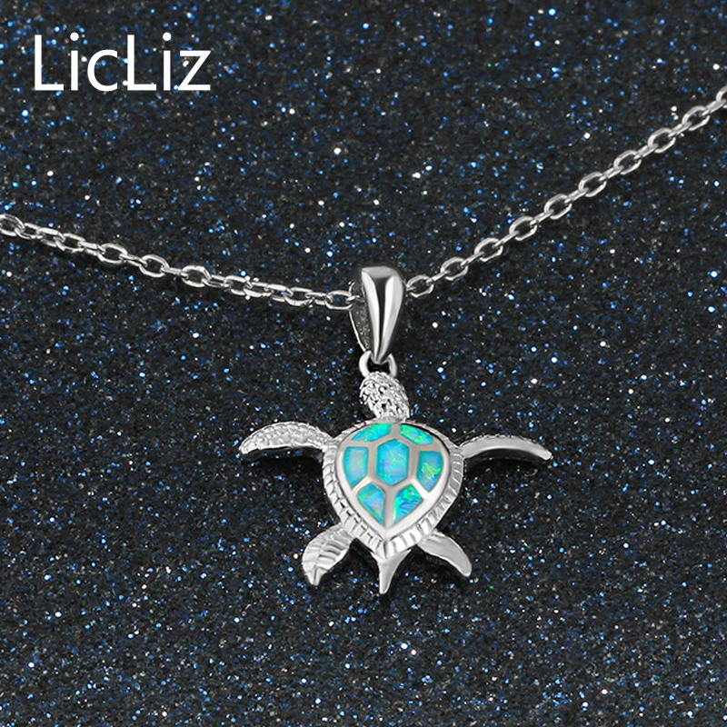 Женское колье из серебра 925 пробы с голубым огненным опалом|necklace collar|necklace charmnecklace
