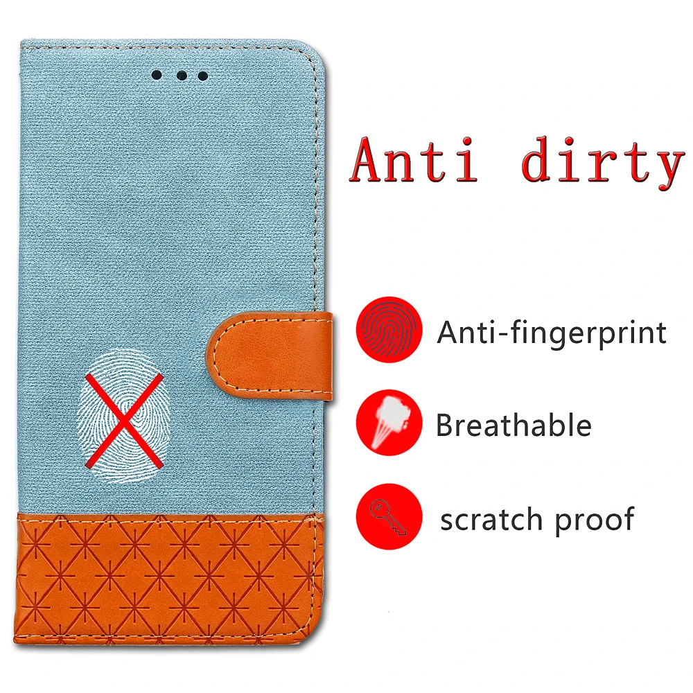 Чехол книжка FULAIKATE Denim с цветными блоками для Sony XZ1 Compact матовая задняя крышка