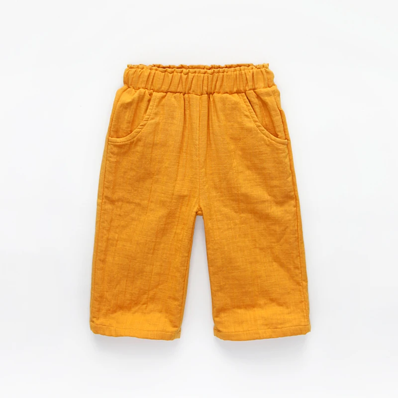 Модные свободные штаны для девочек однотонные хлопковые брюки детей Свободные