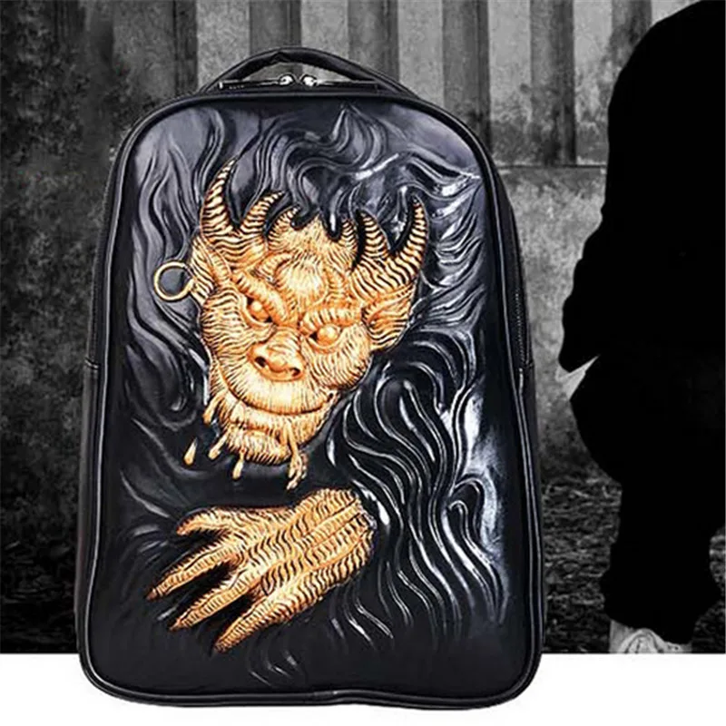 Мужской водонепроницаемый рюкзак с 3d тиснением принтом в виде дракона|backpack punk|men