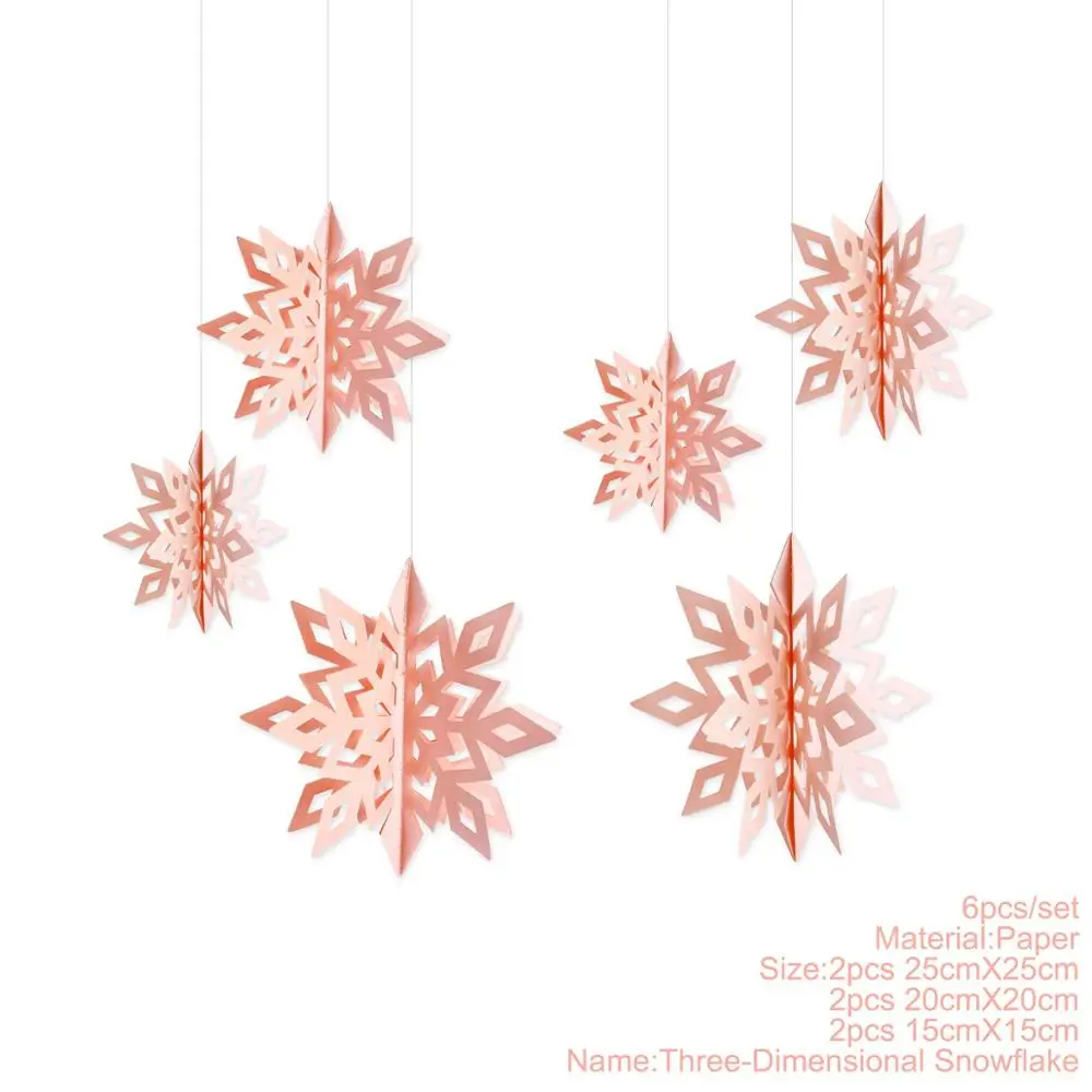 3D Shimmer Pink 6pc FENGRISE 3D Снежинка подвеска рождественские подвесные орнаменты Счастливого Рождества Декор дерево снежинки Рождественский Декор элемент Ремесла - Цвет: 3D Shimmer Pink 6pc