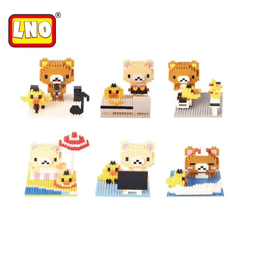 Микро блоки LNO серии бурый медведь милые животные фигурки героев 3D модель сделай