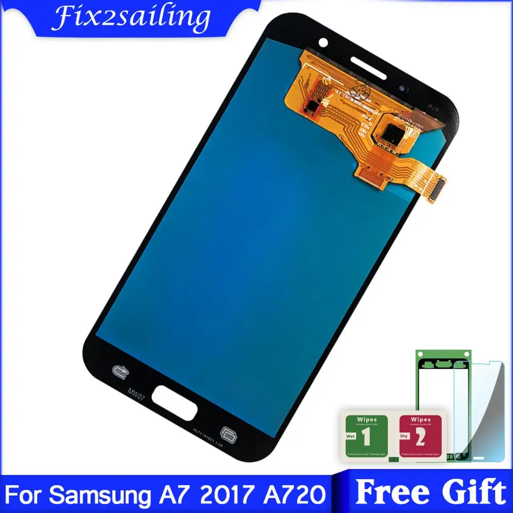 Супер AMOLED телефоны дисплей для Samsung Galaxy A7 2017 A720 A720F A720M ЖК-дисплей сенсорный экран