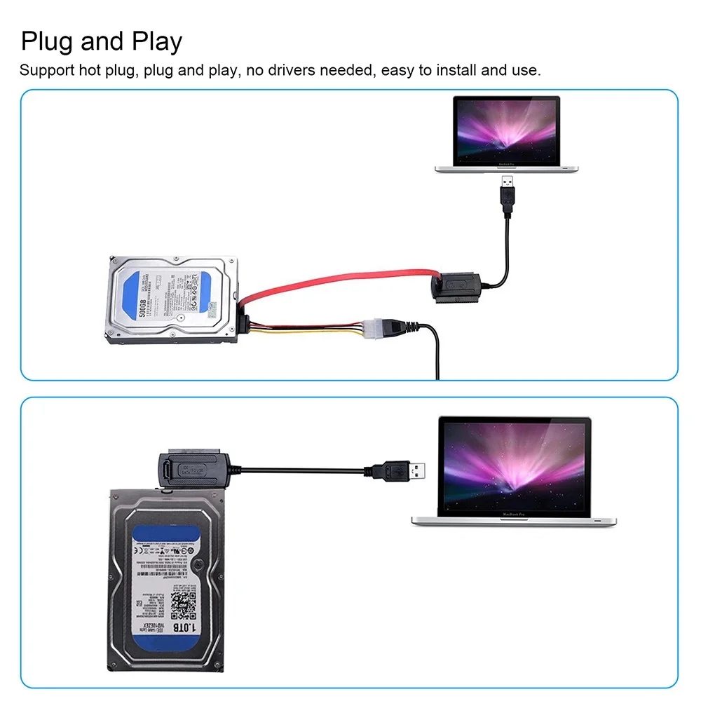Кабель-Переходник USB 2 0 SATA/PATA/IDE для жесткого диска 5 дюйма/3 дюйма | Электроника