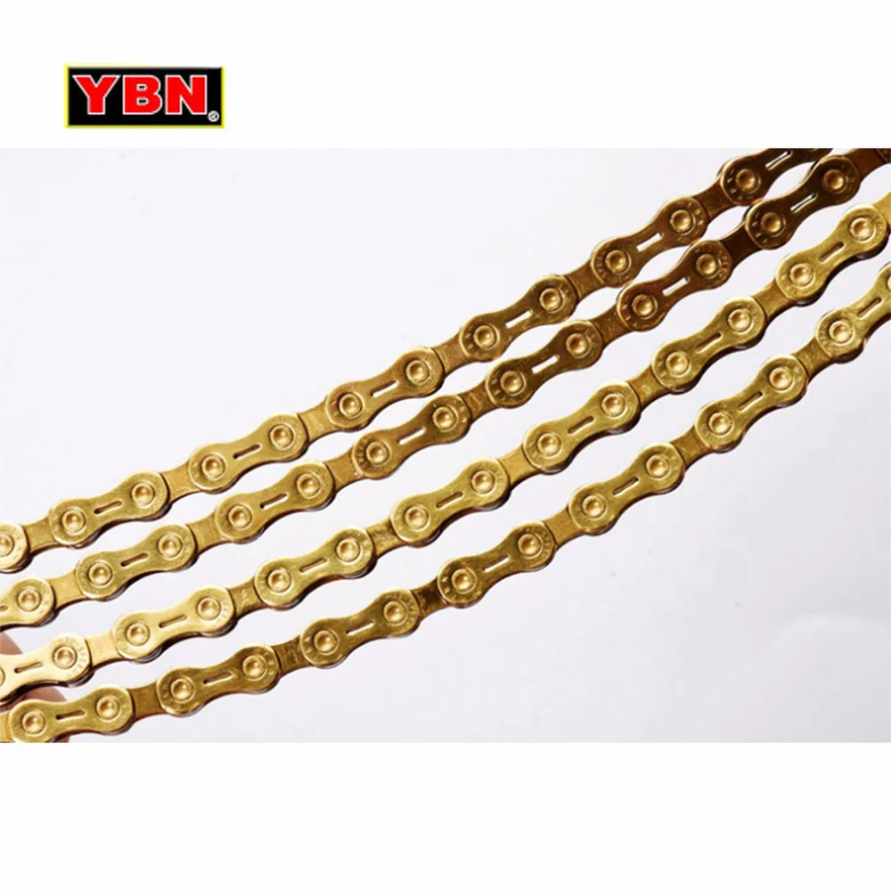 YBN Ультралегкая велосипедная цепь 9 10 11 скоростей SLR Gold Hollow MTB для дорожного