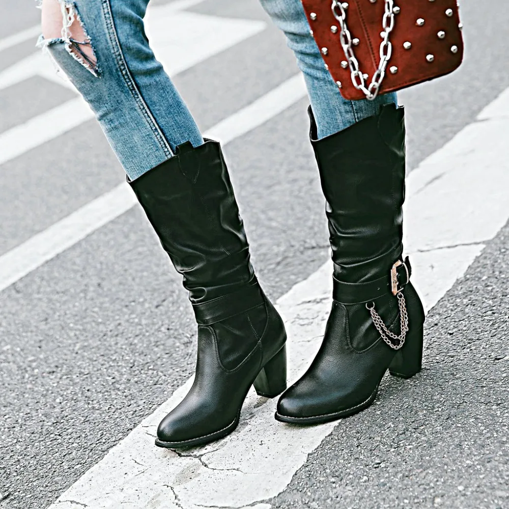 Kickway/обувь Женские зимние ботинки Ковбойские ковбойские в ковбойском стиле до