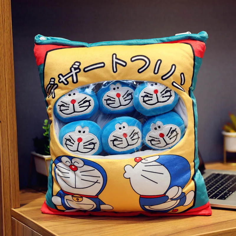 Большой мешок закусок подушки Пикачу коричневый Doraemon Crayon Shin-chan мягкая плюшевая игрушка подушка мягкая кукла подарок на день рождения - Цвет: Doraemon