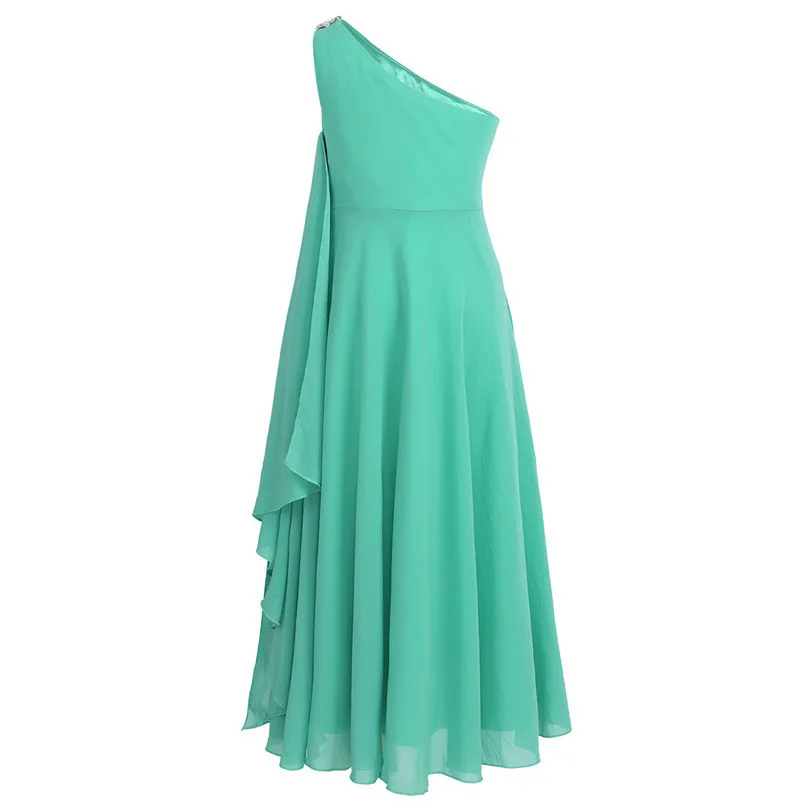 IEFiEL/Детское платье с цветочным узором для девочек Vestidos, шифоновое на одно плечо, со стразами, вечерние платья для первого причастия, летние торжественные платья