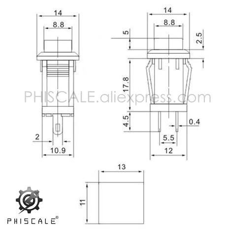 PHISCALE 30 шт. красный самоблокирующийся кнопочный переключатель DS-429A 1A 250VAC/3A 125VAC |