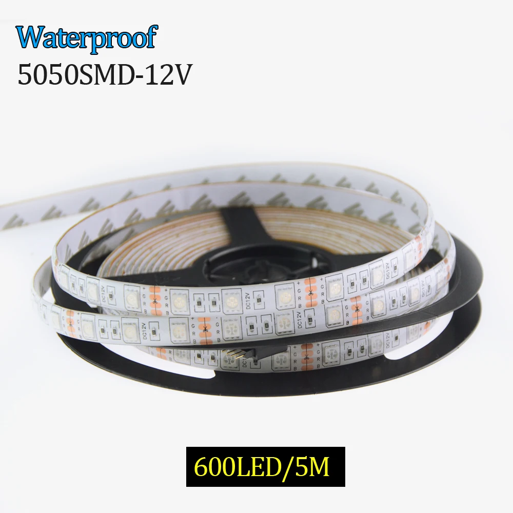 Светодиодная лента водонепроницаемая 5 м/рулон 12 в пост. Тока IP20 IP65 RGB SMD 5050 300