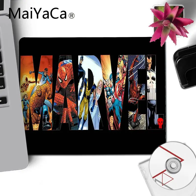 No Lock Edge18x22cm Maiyaca Marvel Comics логотип маленькие коврики для игровой мыши Настольный коврик нескользящий ноутбук компьютер беспроводная оптическая мышь матовый коврик для мыши геймер коврик - Цвет: No Lock Edge18x22cm
