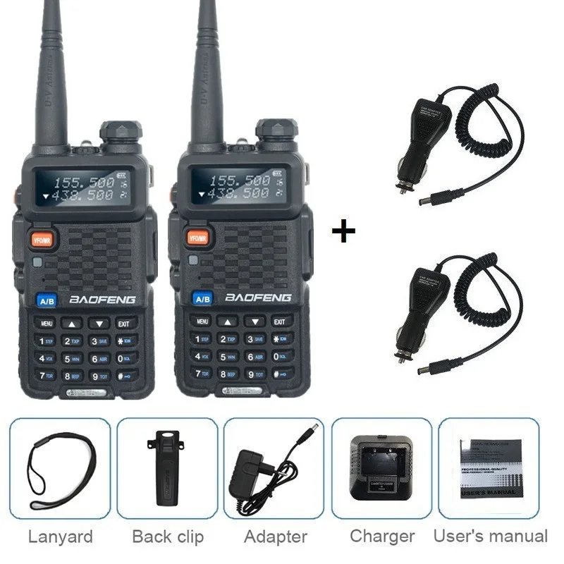 add car charger 2 шт. BAOFENG BF-F8 рация UHF VHF Двухдиапазонный портативный любительский радиопередатчик 1800 мАч полицейский сканер мобильный трансивер похожие GT-3 - Цвет: add car charger