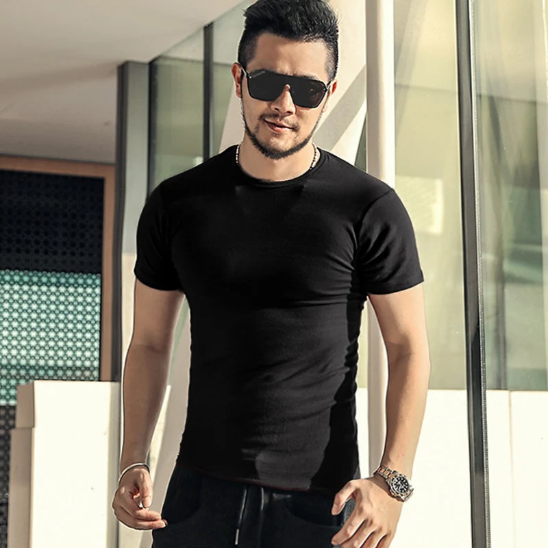 Новая мужская футболка с коротким рукавом Мужская однотонная хлопковая для
