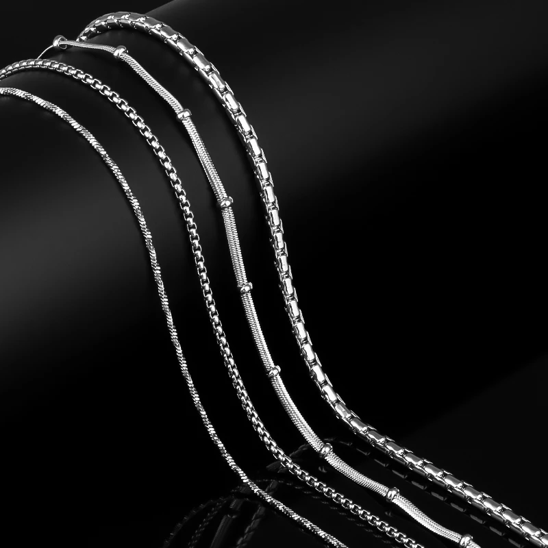 CHUKUI Mens Necklace Silver Chain Stainless Steel Round Box Link Wholesale Jewelry Gift 3mm 20 Inch | Украшения и аксессуары
