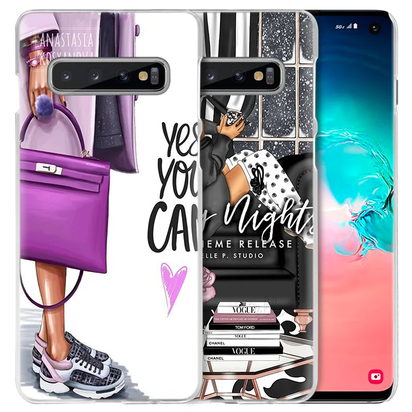 Vogue Девушка поход по магазинам чехол для samsung Galaxy S10 5G S10e S9 S8 M30 M20 M10 J4 J6 плюс J8 Note 8 9 прозрачный жесткий чехол из ПК для телефона