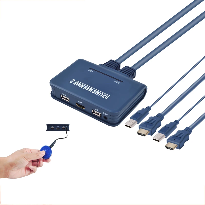 2 порта Kvm переключатель с кабелем для монитора USB клавиатура мышь HDMI Поддержка