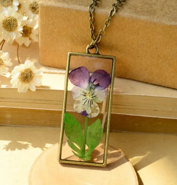 1 шт. сушеный цветок ожерелье Настоящее forget-me-Not живое растение Посеребренная Подвеска ожерелье ювелирные изделия - Окраска металла: 5