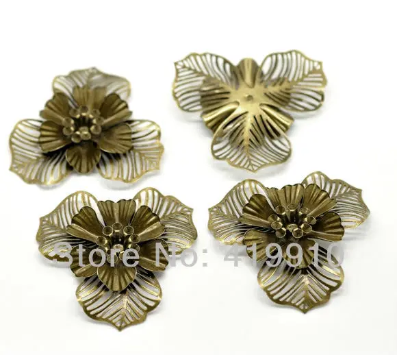 20 шт. антикварное бронзовое Филигранное украшение цветами для дома DIY ручной