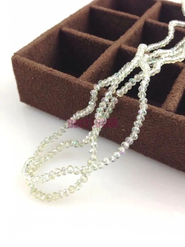 

Free Shipping 390pcs White AB Crystal Glass Faceted Rondelle Beads 2mm