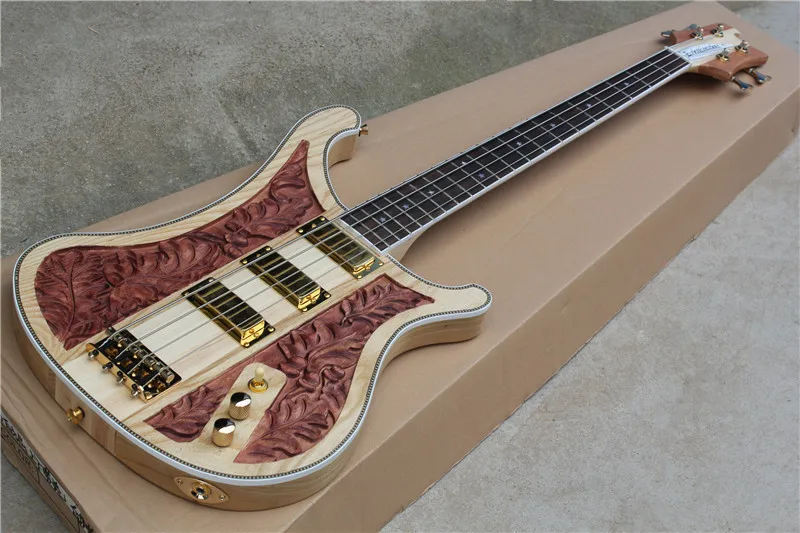 Ограниченная серия тела с ручной резной узор шею через Рик 4 Strings бас гитара 17 11 |4