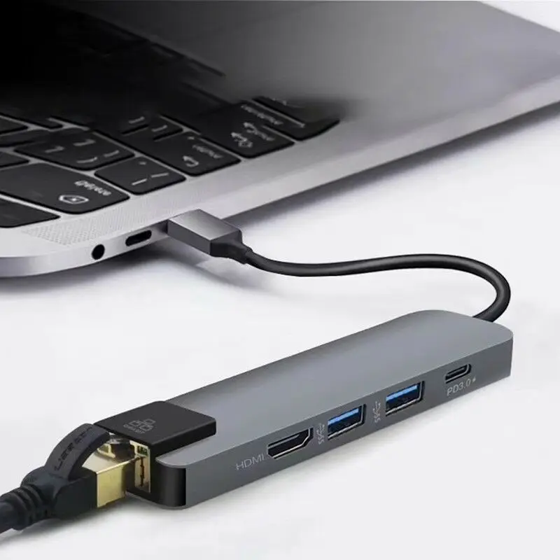5 в 1 Тип usb C концентратор Hdmi 4 K USB до Gigabit Ethernet Rj45 сетевой адаптер для Mac book Pro Thunderbolt 3