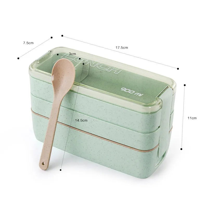 IVYSHION портативная коробка для завтрака 3 слойная Пшеничная солома Bento коробки