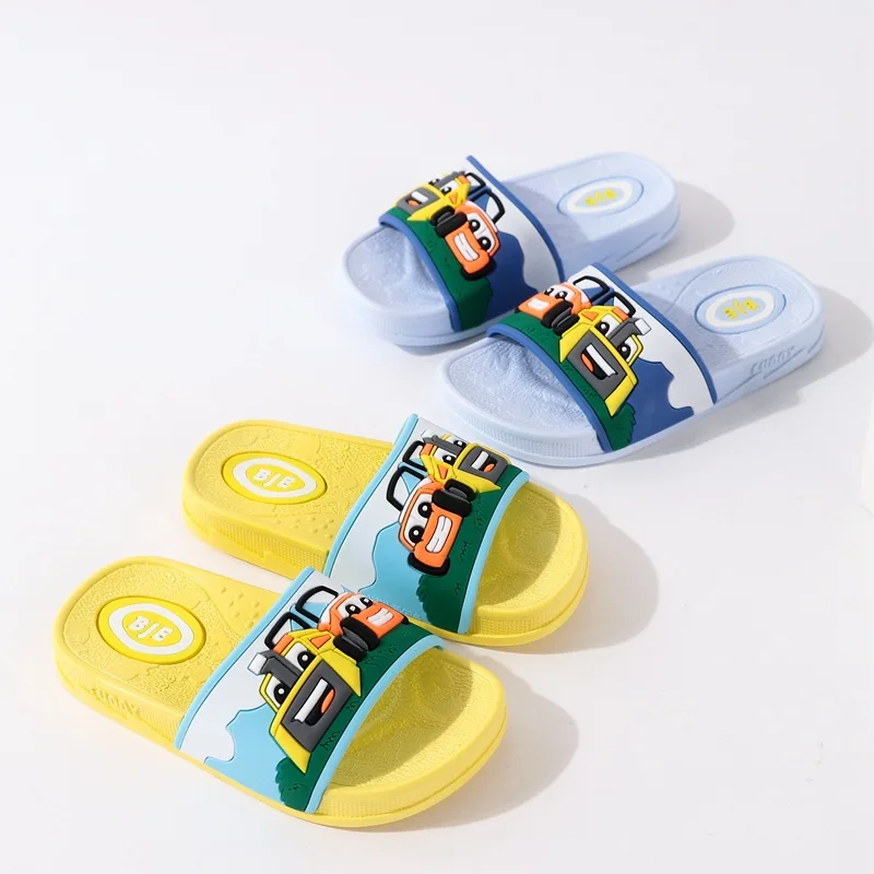 Детские тапочки летняя обувь для мальчиков домашние Нескользящие с милым