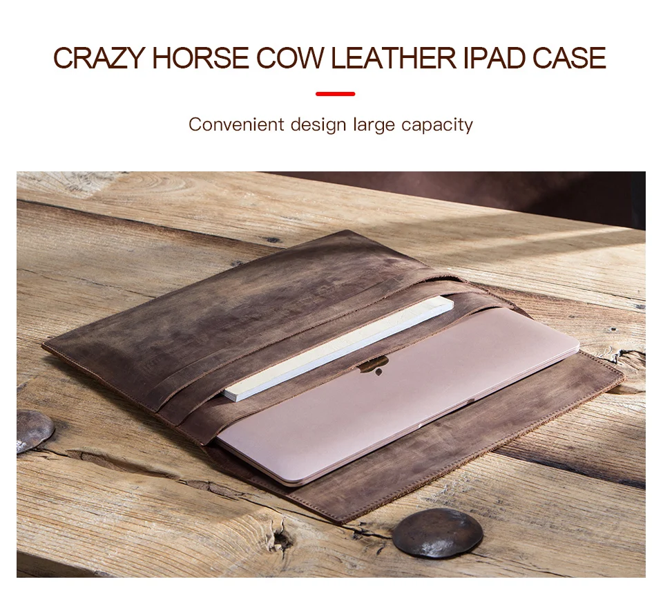 Crazy Horse кейс для ноутбука из натуральной кожи для Apple MacBook 12 дюймов компьютерный карман для MacBook рукав сумка на молнии
