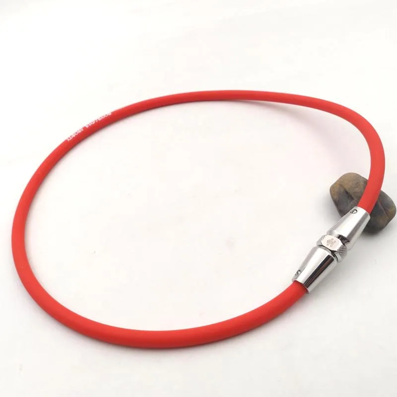 red the new fashion sports energy necklace, stainless steel health necklace High negative ion energy necklace - Окраска металла: red
