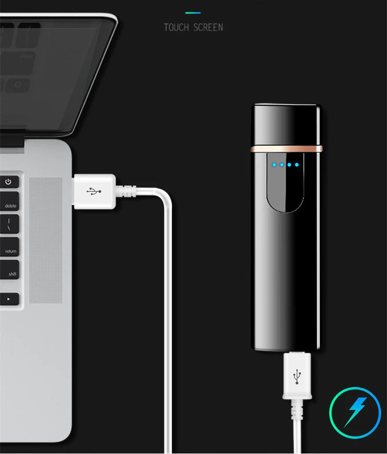 Светодиодный дисплей с дисплеем батареи USB Зажигалка перезаряжаемая Электронная зажигалка Ветроустойчивая беспламенная двухсторонняя сигарная плазменная зажигалка