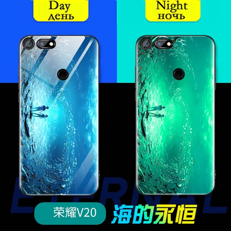 Светящийся стеклянный чехол для телефона Huawei Honor View V30 V20 V10 210 Lite 9A 30S роскошный