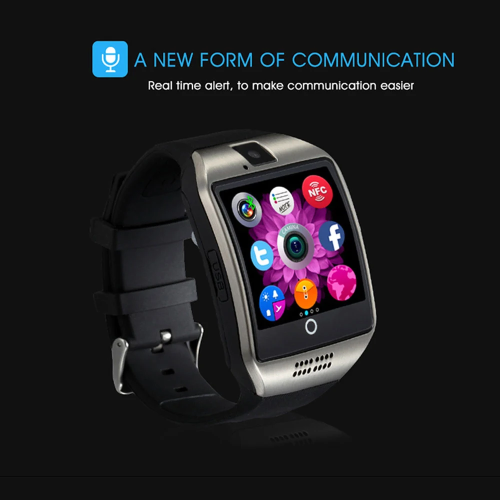 Q18 Смарт-часы Поддержка APP скачать Sim TF sd-карта телефонный Звонок Push Message камера