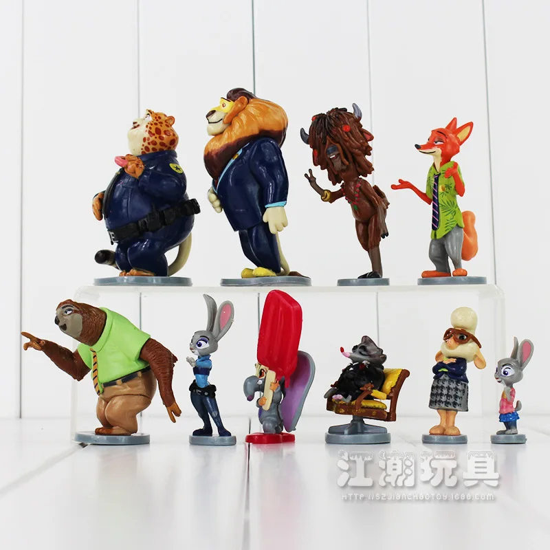 Disney Zootopia Ник Уайлд Джуди Хопс 10 Шт./лот PVC Фигурки Аниме Базовый Набор Brinquedos 5 СМ