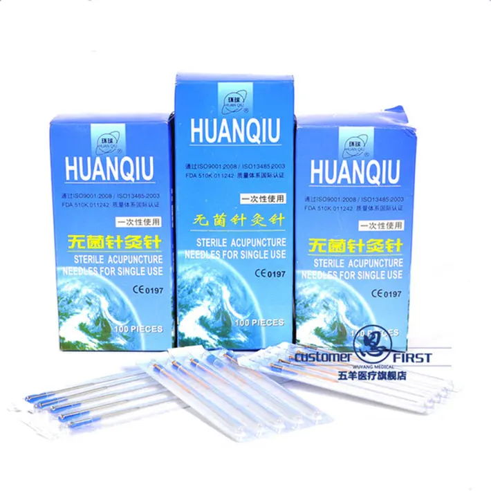 1000 игл (10 коробок) Huan Qiu стерильные одноразовые иглы иглоукалывания медная ручка