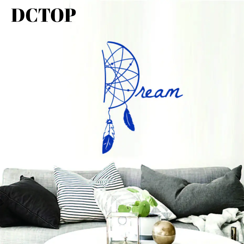 Art Dream Catcher Wall Sticker Tribal Ethnic Feathers Amulet India Vinyl Decals Living Bedroom Home Decorative Mural Wallpaper | Дом и сад