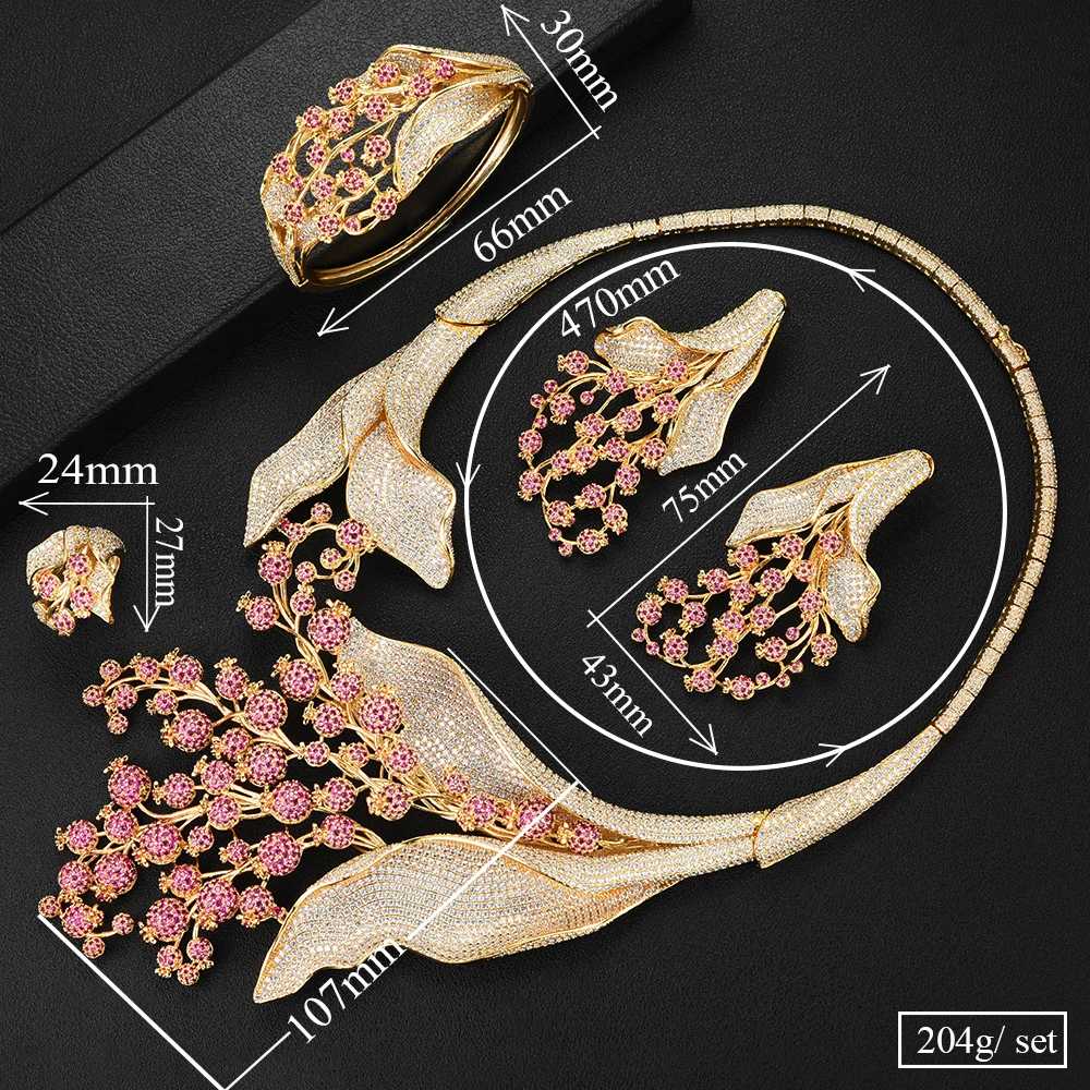 GODKI Luxury MAXI SIZE GRAPE 4PCS Nigerian Jewelry Set For Women Wedding Zircon Indian African Bridal Jewelry Set