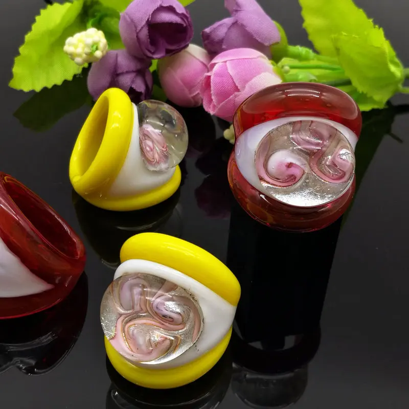 Опт 4 шт. разноцветные стеклянные кольца из муранского стекла 17 19 мм ободковые 2