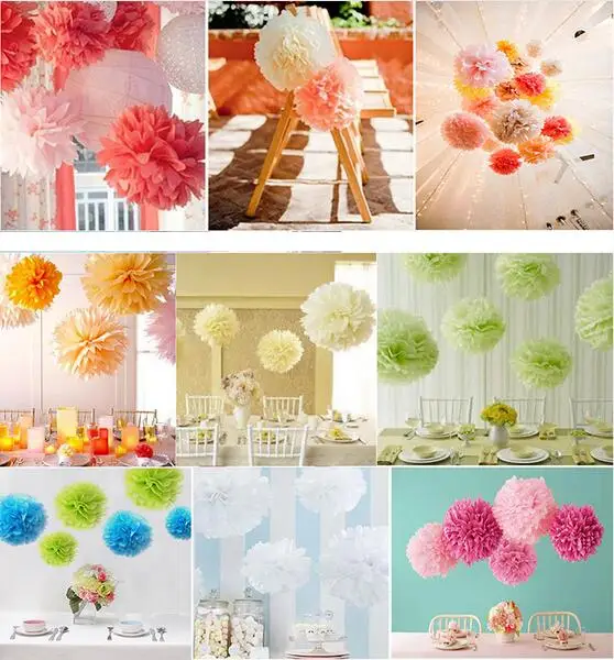 

12 inch (30cm) Hot Sale Tissue Paper Pom Poms Flower Kissing Balls Home Decoration Festive & Party Supplies Wedding Favors