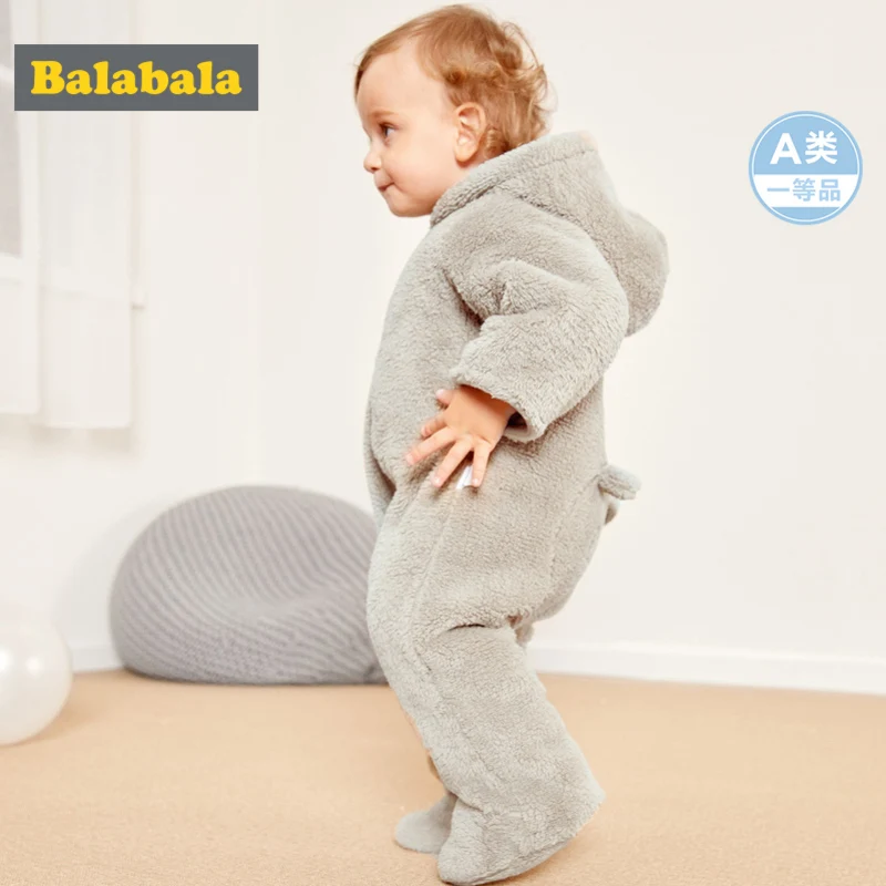Balabala/флисовый комбинезон для маленьких мальчиков и девочек с объемным медведем