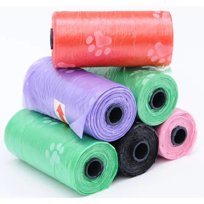 Нет 15 подсчета/1 рулон какашки сумки милые лапы печати домашних животных собак