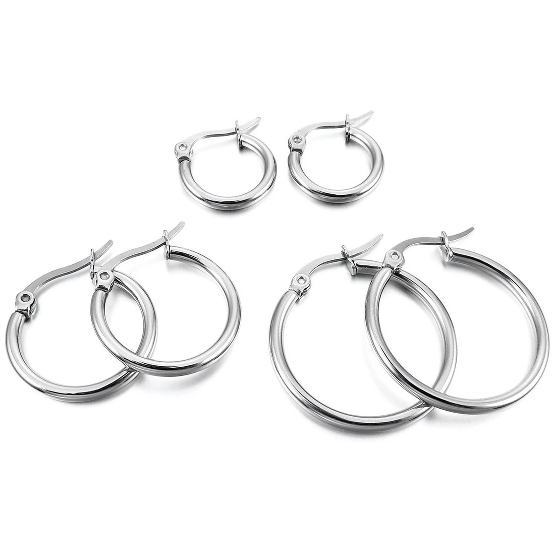 3 пары женские серьги кольца из нержавеющей стали|hoop huggie|stainless steel hoopshuggie earrings |
