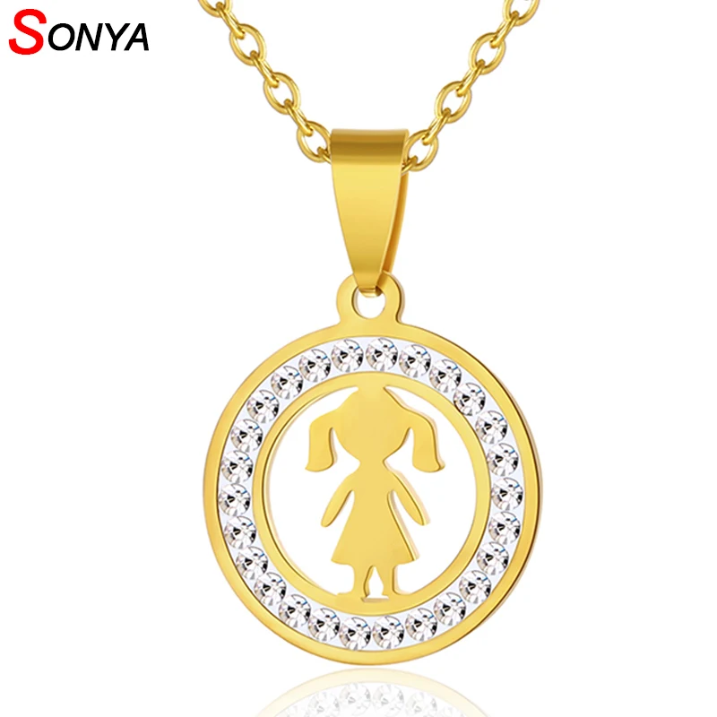 SONYA/семейные ожерелья из нержавеющей стали для девочек и детские круглые