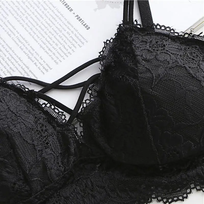 Sexy Lace Bralette Bra Bustier Crop Tops Women Lace Strappy Padded Bra Crop Tops