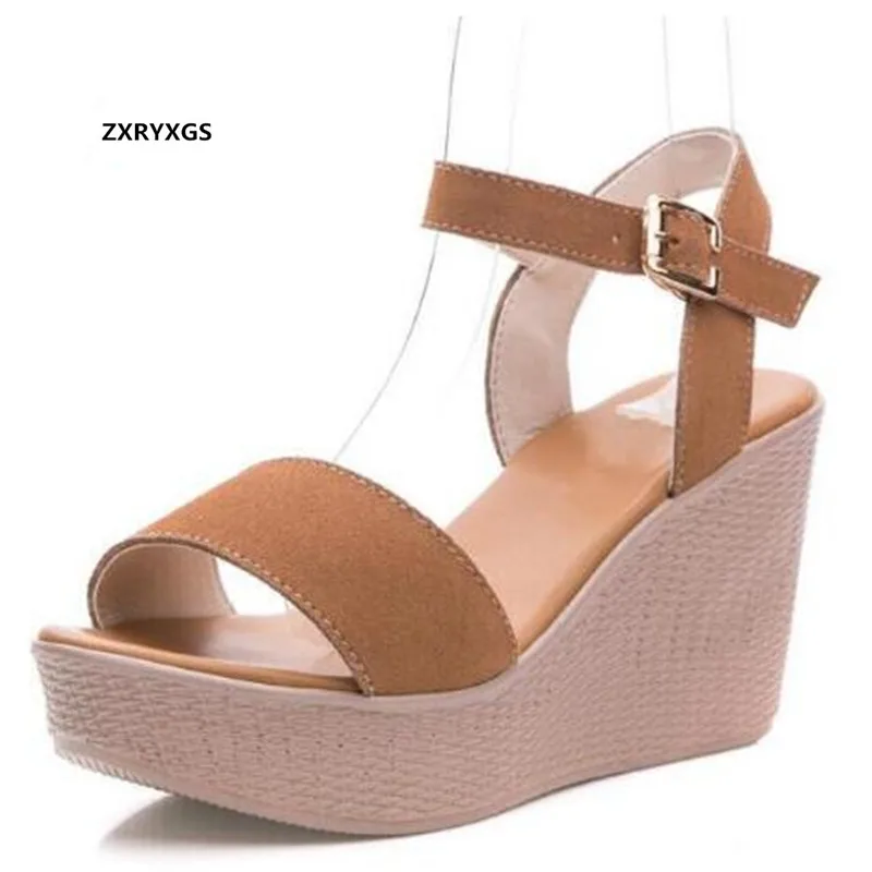 Босоножки женские из натуральной кожи сандалии на высокой танкетке матовая