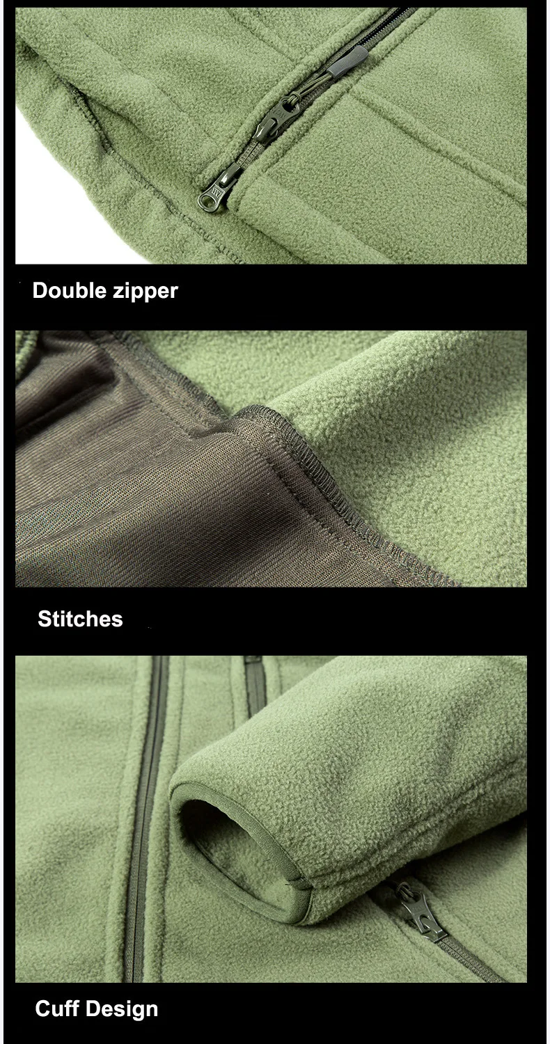 

2016 Men's Polar Fleece Jacket 100% Polyster Tactical Fleece Jacket 400g Fleece Black Oliver green Khaki