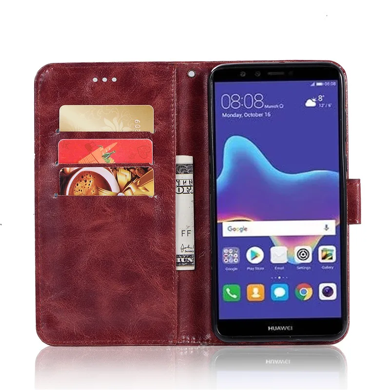 Чехол для Huawei Y9 2018 чехол флип кошелек задняя крышка из искусственной кожи