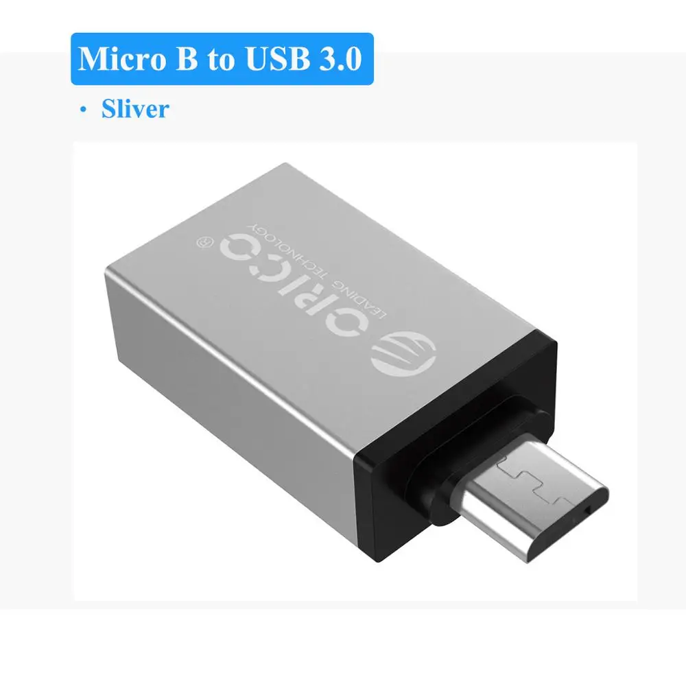 ORICO OTG адаптер Micro B USB 3,0 конвертер USB3.0 5 Гбит/с Скорость передачи данных Алюминий сплав чехол для телефонов и планшетов - Цвет: Sliver