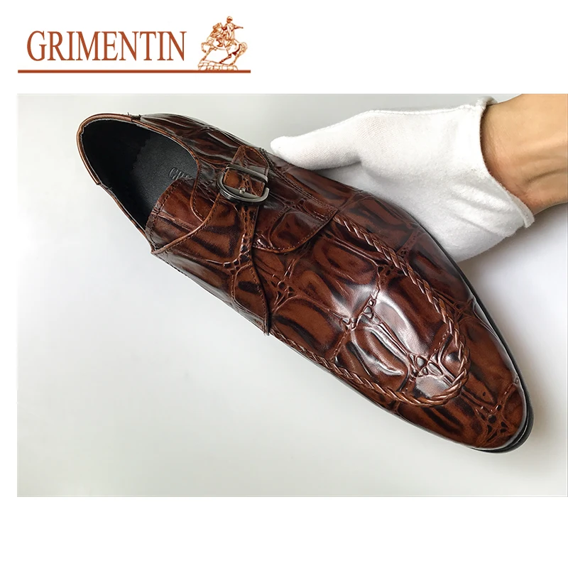 Мужская Свадебная обувь GRIMENTIN черная из натуральной кожи с пряжкой 2019 | Обувь