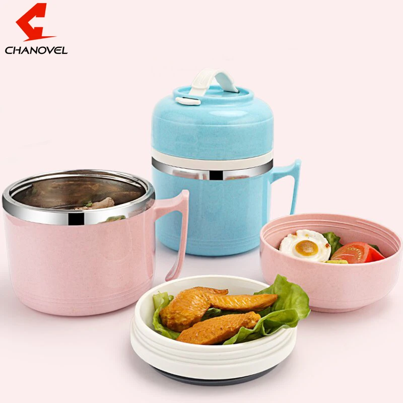 CHANOVEL Japanese Cute Stainless Steel Lunch Boxs Leak-Proof Portable Bento Box With Handle Food Container For Kids Picnic Set | Дом и сад